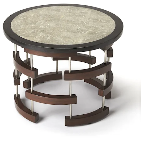 Broken Arcs Fossil Stone Cocktail Table